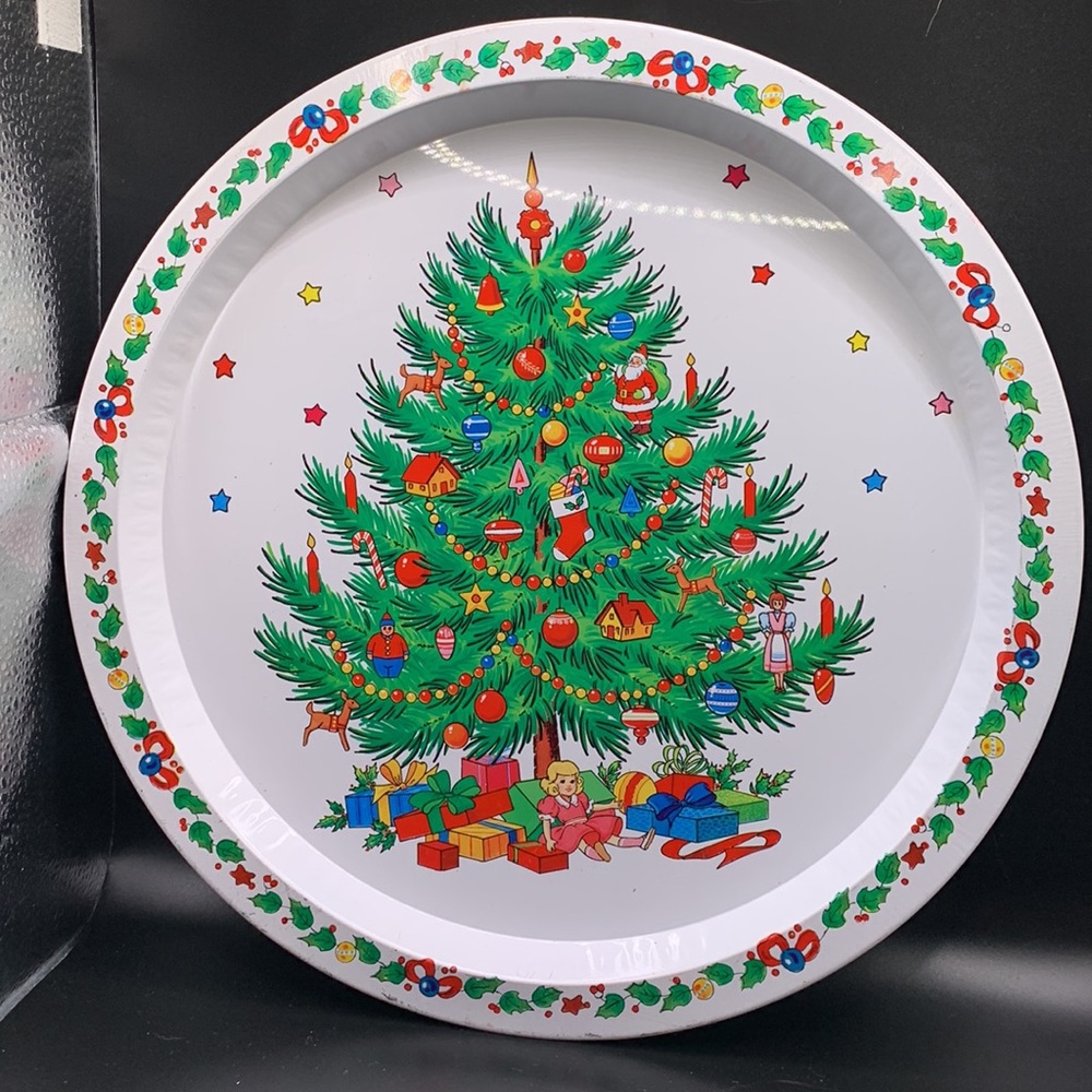 13” Round Vintage serving tray from the Ullman Company- Holiday Tree
